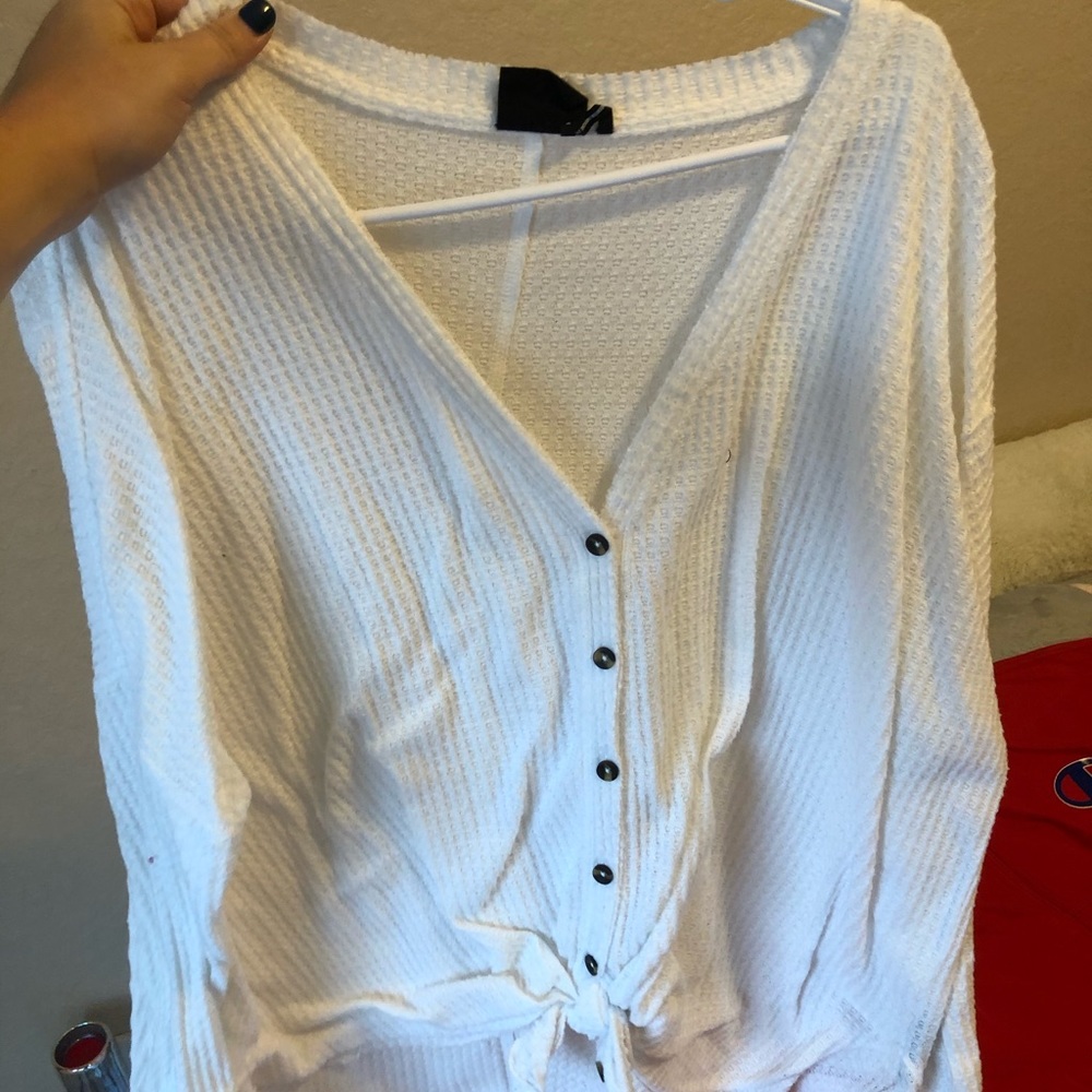 white long sleeve top